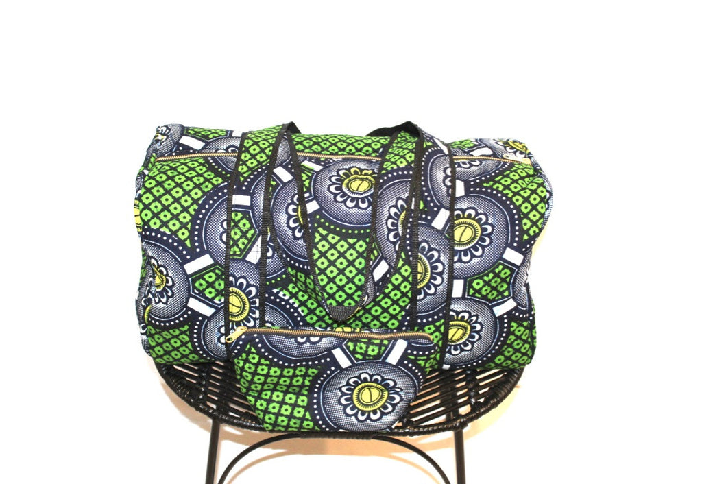 African Print Duffel and Cosmetic Bag Set